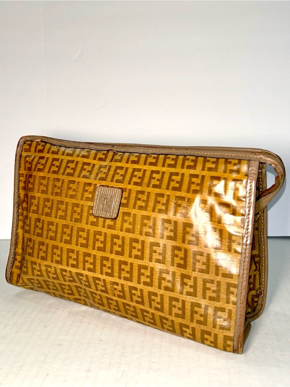 AUTHENTIC FENDI ZUCCA  Monogram unisex Clutch Bag